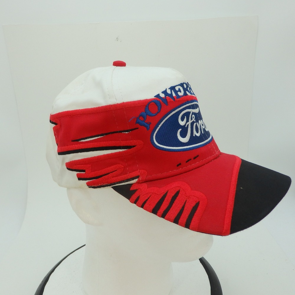 Ford Powered By Ford Racing Embroidered Baseball Cap White Red Black - Picture 7 of 15